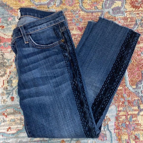 Current/Elliott | Loved Tux Black Lace Skinny Jeans Size 27 - Picture 7 of 8